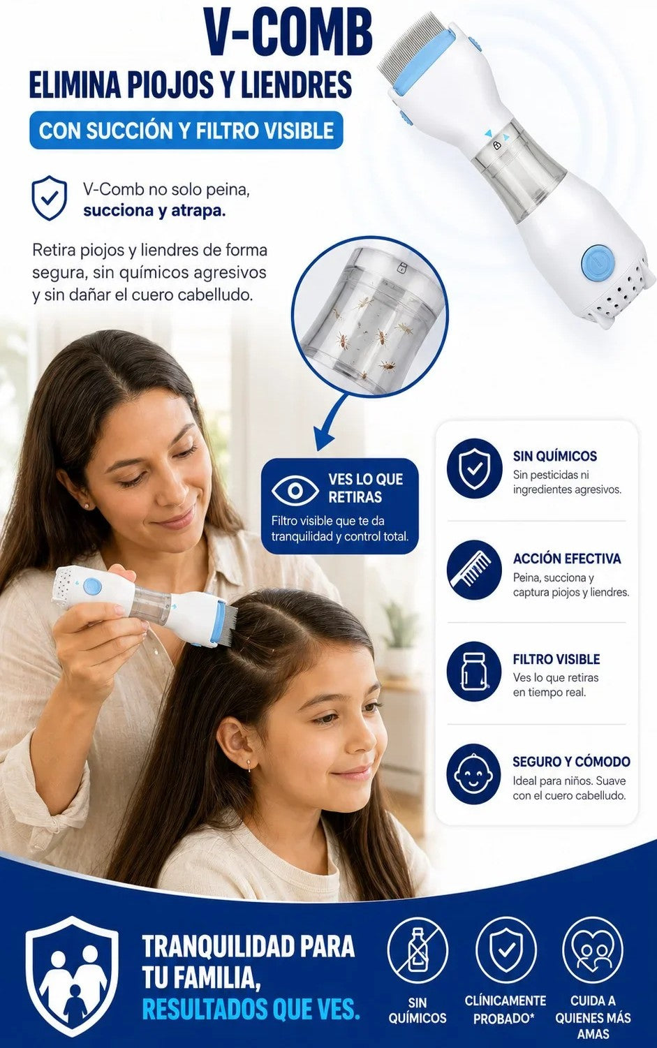 V-Comb | Cepillo Aspirador Antipiojos
