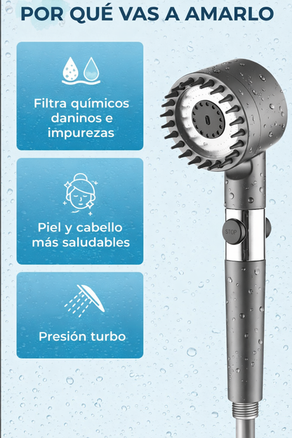 HydroBoost™ | Regadera Turbo Con Filtro Purificador