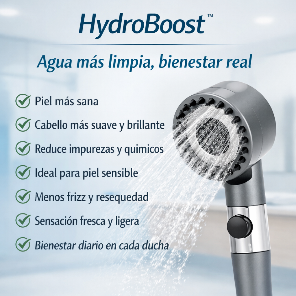 HydroBoost™ | Regadera Turbo Con Filtro Purificador