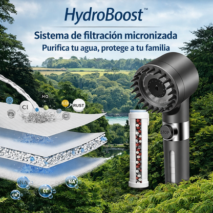 HydroBoost™ | Regadera Turbo Con Filtro Purificador