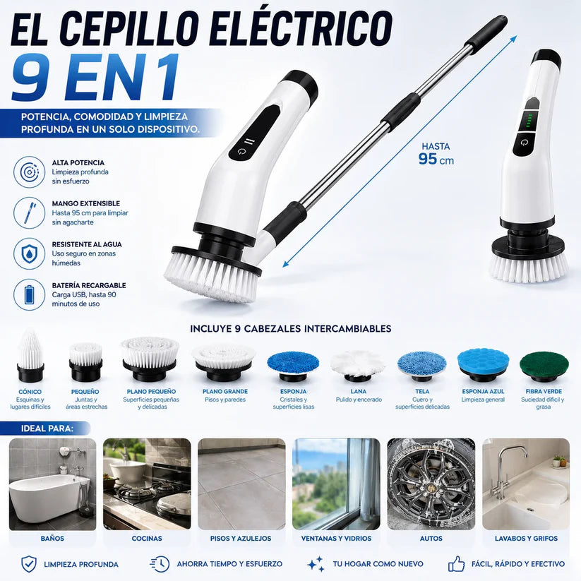 MultiScrub Pro | Cepillo Limpiador Recargable 9 en 1