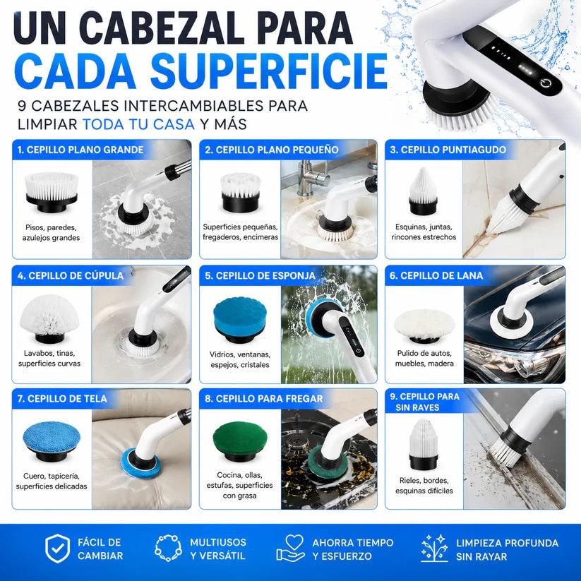 MultiScrub Pro | Cepillo Limpiador Recargable 9 en 1