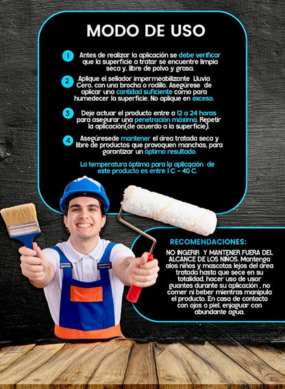 Lluvia Cero | Impermeabilizante (Pack 3.5L/Cinta y Brocha)