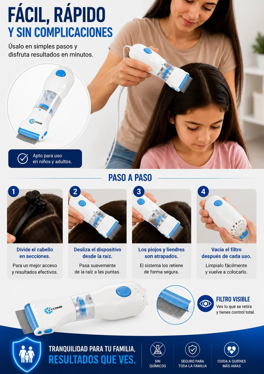 V-Comb | Cepillo Aspirador Antipiojos